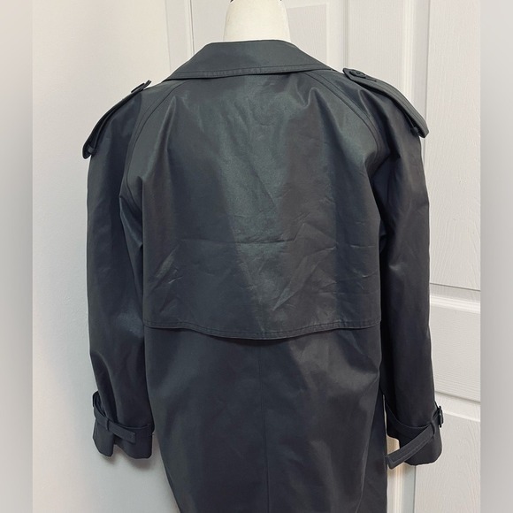 VINTAGE‎ 80's London Fog Classic Wool Lined Charcoal Grey Trench Coat Women's 12 - Picture 6 of 16